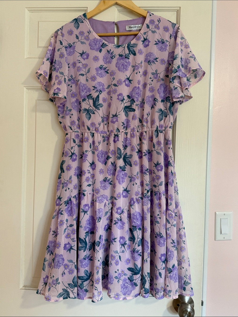 NWT Lavender and Green Floral Short Sleeve Dress